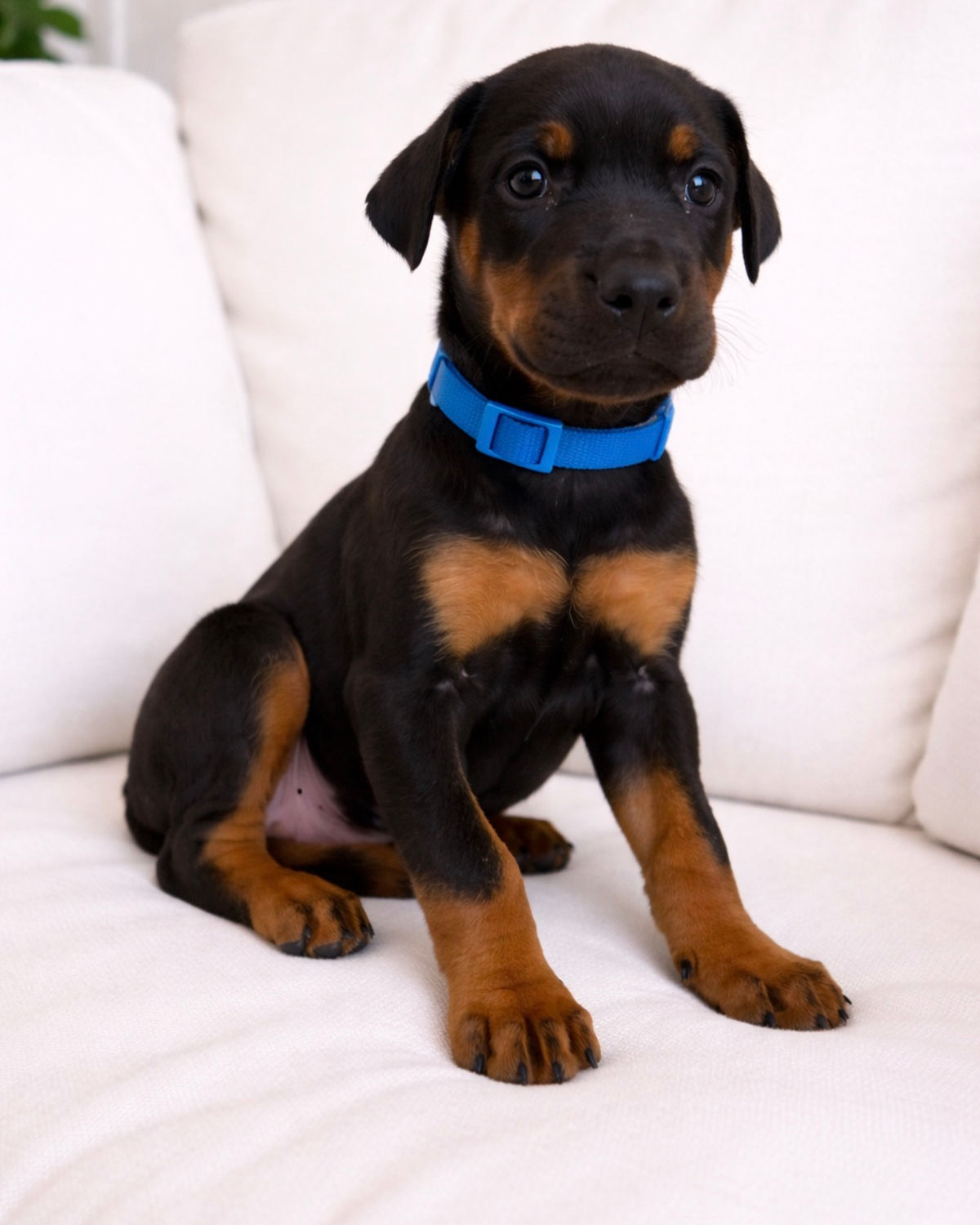 Doberman puppy with natural ears